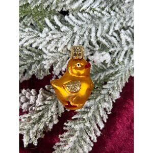 Vintage Christmas - Handblown Glass Ornament - Miniature Yellow Chick